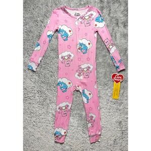 Care Bears Toddler Girls 4t Pink Viscose One Piece Pajamas Zip Front Sleeper NWT